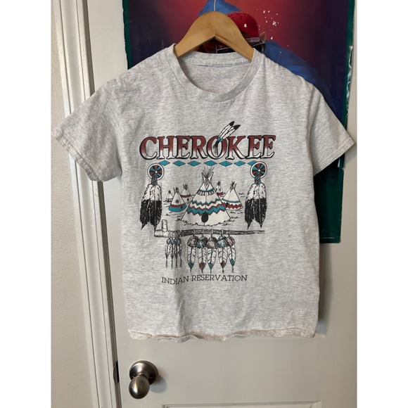 Cherokee Other - Vintage Cherokee Indian Reservation Graphic T-Shirt Heather Grey Short Sleeve
